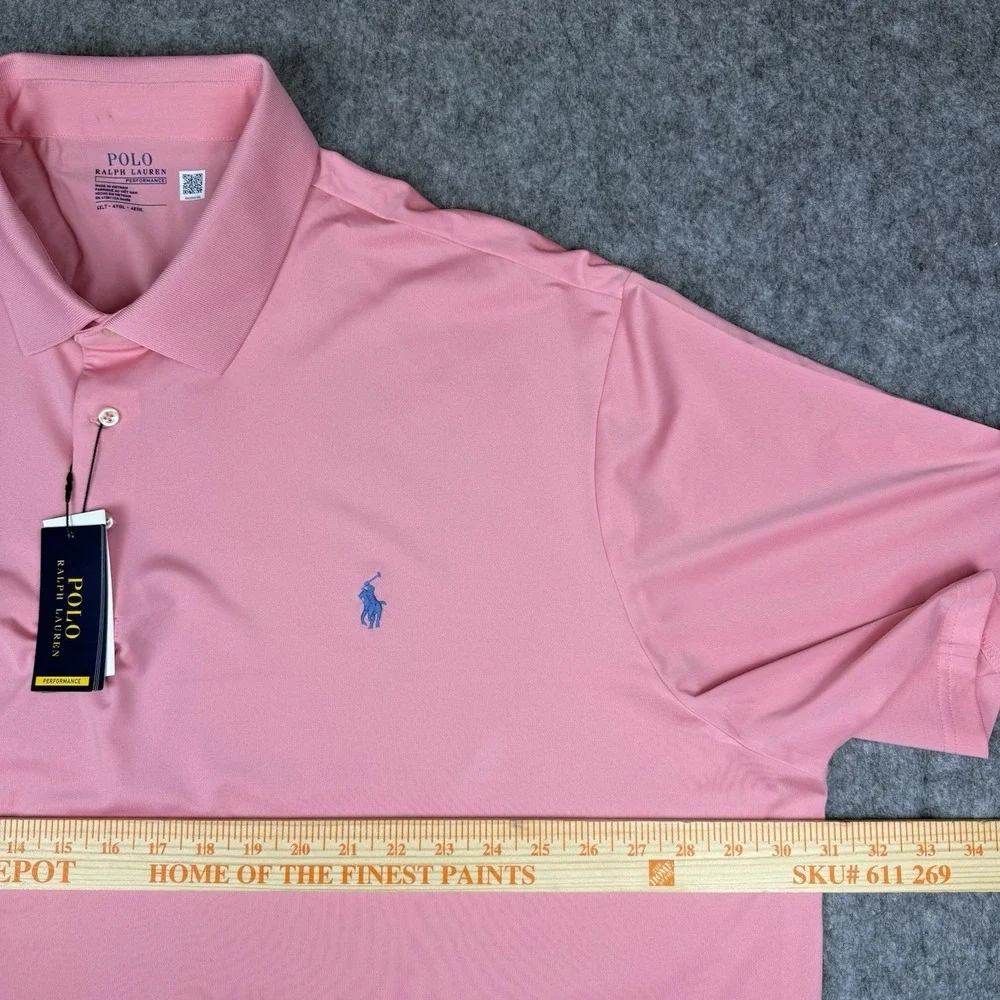 Polo Ralph Lauren Performance Polo Shirt Men 4XLT Big Pink Jersey Pony NWT $125